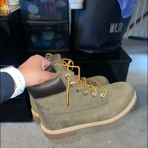 Green Timberland boots